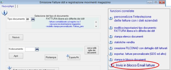 Invio fatture EMail